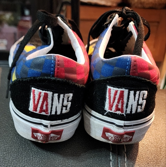 VANS Old Skool Red and Blue Checkered Sneakers - Picture 4 of 8